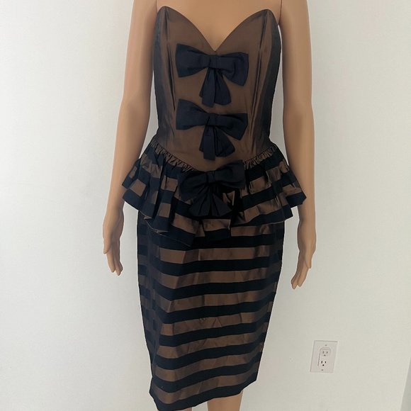 ISABELLE ALLARD chocolate dress with bows, size 40 🎀✨ - Picture 1 of 16